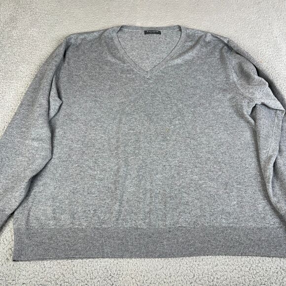 Cashmere Wool Blend Sweater Mens 4XLT Pullover V-Neck Gray Kallspin Big & Tall - Picture 1 of 10